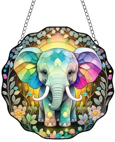FengFaer 15 cm Elefanten-Fensterbehang, Elefanten-Wanddekoration für Elefantenliebhaber, Acryl-Fensteraufhängung, Außenlichtfänger, Gartendekoration, Wand-Küchendekoration, dekorativer