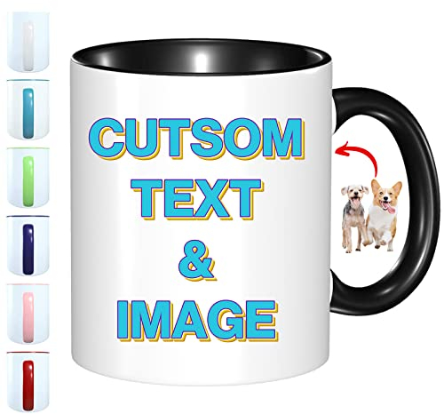 FEICANSEN Custom Mug Personalized Mug Customizable Gift Cup Customized Photo and Text or Logo Funny Picture Coffee Cup (Black)