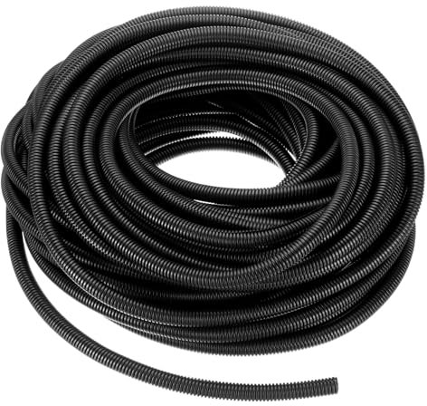 sourcing map 1/2 Inch x 100 Ft Split Wire Loom Tubing, Guard Convoluted Flex, Protective Split Cable Conduit, Flexible Wire Protector Tubing, Electrical Cord Cover, Black