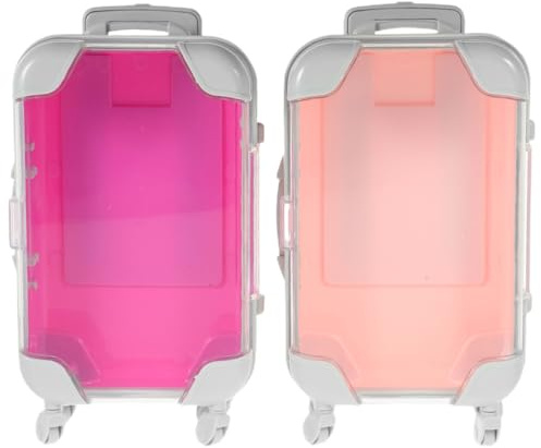 Didiseaon Simulation Trolley Case: 2pcs Small Eyelashes Makeup Case Mini Suitcase Luggage Empty Lash Container Makeup Tool Organizer Eyelash Holder Suitcases