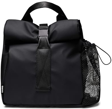 RAINS Borsa per il pranzo grande, nero/verde/grigio/blu/beige, in poliestere impermeabile, contenitore termico per alimenti, capacità 13,5 l, 38 x 14 x 24 cm