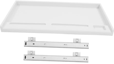 ROMISBABA Under Desk Keyboard Tray Sliding Holder Rail Platform Gray White K1 Set Computer Keyboard Storage Drawer Office Desktop Organizer