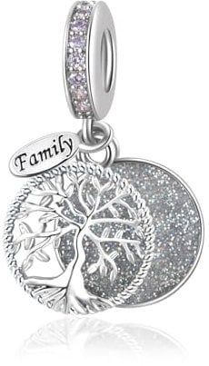 SBI Jewelry Sparkling Birthday Women's Charms Family Tree Charm Compatible with Pandora Bracelets Charms for Family Christmas Tree of Life Gift