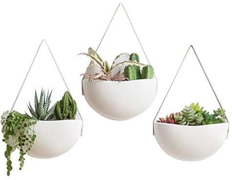 Macetas Colgantes De Cerámica, Maceta Colgante - Maceta De Pared De Cerámica Decoración De Pared | 3 prácticos soportes for plantas for colgar macetas de cerámica, pared de cerámica for colgar flores