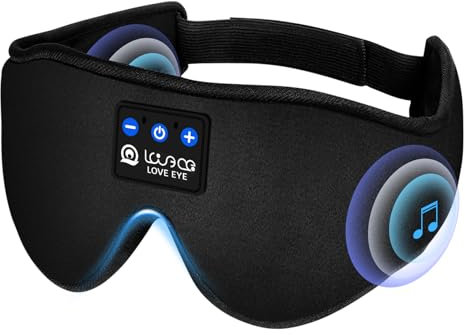 LOVE EYE Schlafmaske, Seitenschläfer, Schlafmaske mit Kopfhörer Bluetooth 3D, 100% Lichtundurchlässige Augenmaske Ultrasofte Schlafkopfhörer für Reisen, Nickerchen, Yoga, Meditation für Frauen Herren