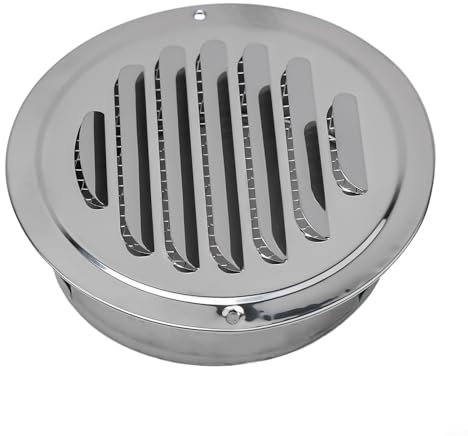 Entgoinggo Lüftungsgitter, Abzugshaube, Edelstahl, rund, Abluftgitter mit Insektengitter für Küche, Badezimmer, Schrankbelüftung (120 mm)