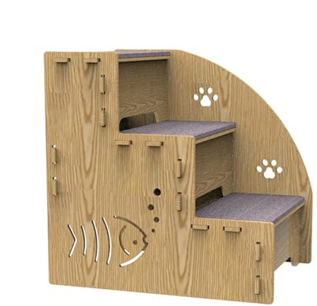 Escalones para Mascotas para Perros Pequeños - Rampa Interior Equilibrada de Madera para Perros