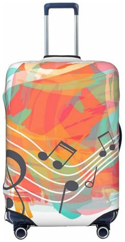 ZORIN Reisegepäckhülle, Trolley-Koffer, bunt, Notenblätter, waschbar, passend für 58,4 - 81,3 cm große Gepäckstücke, Schwarz , L