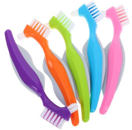 COLLBATH 5stücke Zahnfleischfreundlicher Pinsel Für Ältere Menschen Mit Doppelter Kopf-design Für Prothese-entfernung-werkzeug Und Reisefreundlicher Reinigungsbürste