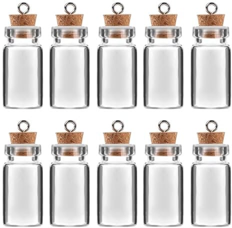 10 Pack Mini Glass Bottles with Cork - Small Glass Jars for Crafts, Essential Oils, Spices, Wedding Favors, and DIY Projects