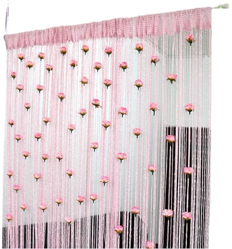 Guangcailun Les élégants Rideaux en Fil de Rose ajoutent de la Chaleur et de l'élégance à la pièce Rideaux de Porte en Fil de Rose à la Mode et élégants, Rose