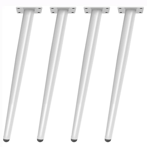 Verstellbare Tischbeine, 4 Stück, konische Ersatz-Möbelfüße für Sofa, Schrank, Schreibtisch, TV-Ständer, Stuhlstütze, weiß, 35 cm, mit Schrauben