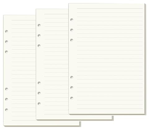 A5 Ringbuch Nachfüllbar,Nachfüllbare Ringbucheinlagen,A5 Liniert,6-Loch,Papier Liniert 135 Blätter,Weiß, für Notizen,Tagebuch,Meeting und Büro