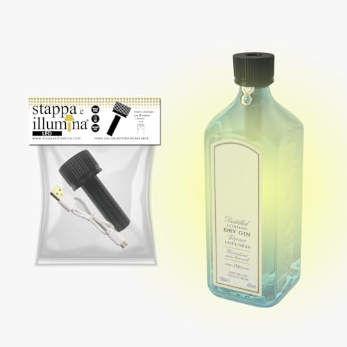 Stappa e illumina LED senza fili con batteria ricaricabile - Lampada bottiglia LED per bottiglie diametro interno della bocca superiore a 20 mm - 3 livelli luminosi (Bottiglie)