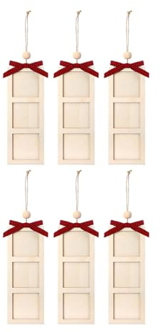 HINAYOSAN Juego de 6 tiras de fotos de madera para decoración de pared de árbol de Navidad y recuerdos de árbol de Navidad
