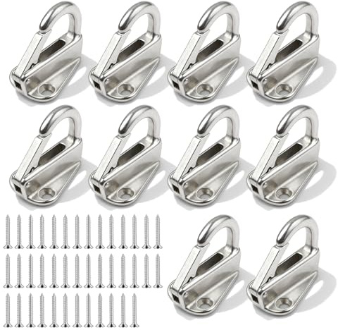 Lot de 10 crochets de fixation de bâche à deux trous en acier inoxydable avec 20 vis, crochets de bâche en métal pour filets de crochet remorque, filet de sécurité de chargement, bâches crochet bache