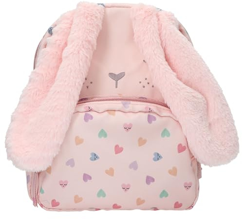 Depesche 13726 Princess Mimi Party - Rucksack in Rosa, mit Hasen-Gesicht, Plüsch-Ohren und Herz-Muster, Tasche mit verstellbaren Trägern