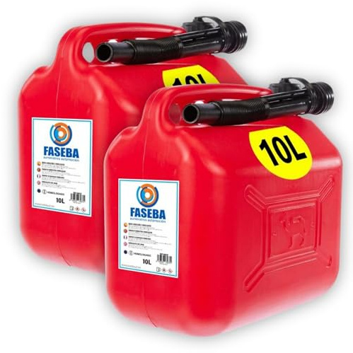 IAMI Pack 2 Bidones de Gasolina 10 L Homologados con Boquilla Flexible | Plástico HDPE | Color azul | Visor de nivel | Asa ergonómica | Para diésel, generador y cortacésped