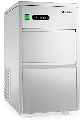 Klarstein ICE3-Powericer-XL Industrial Ice Machine - 145 W, 20 Kg/Day, 3,5 Kg Storage Compartment, Effective Cooling System, Tasteless Lining, Pumping System, Stainless Steel, Silver