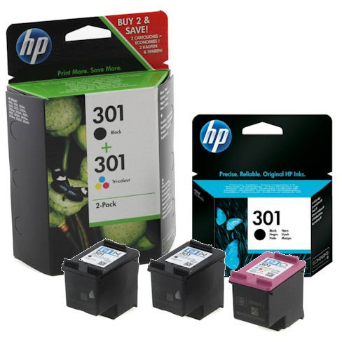 2 x schwarz & 1 x Farbe Original HP 301 Tintenpatronen für Verwendung mit HP ENVY 5532 Drucker