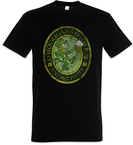 Urban Backwoods O'Hooligans Irish Pub Vintage Herren T-Shirt Schwarz Größe 5XL