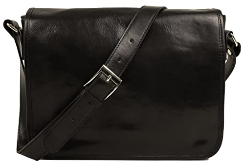Time Resistance Leder Umhängetasche Herren - Messenger Bags - Arbeitstasche Herren - Elegante Aktentasche - Ledertasche
