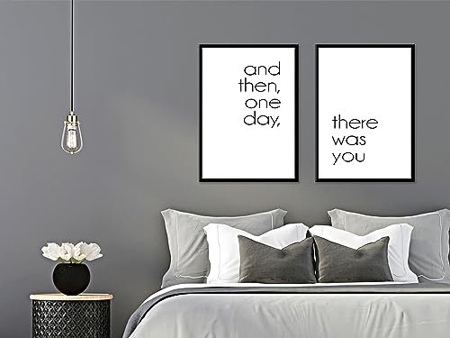 artissimo Bilder-Set 2-teilig 50x70 cm There Was You AG6225A – gerahmte Wandbilder mit Spruch, skandinavisches Typografie Poster Set, Schlafzimmerbilder, Geschenkidee Hochzeit, schwarz weiß