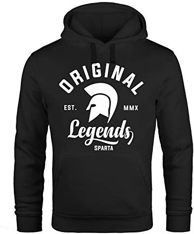 Neverless Hoodie Herren Original Legends Gladiator Sparta Kapuzen-Pullover Streetwear schwarz XL