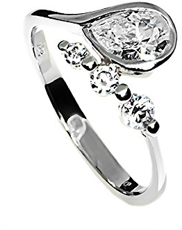 Zeeme Silber Damen Ring 925/- Sterling Silber Glänzend Zirkonia weiß 358270606