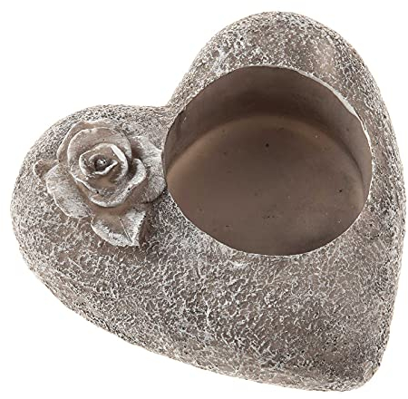 SIDCO Grablichthalter Herz Grabschmuck Grabkerze Spruchstein Grableuchte Friedhof Deko
