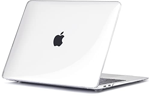 TECOOL Cover per MacBook Air M1 (A2337) e MacBook Air 13 Pollici Retina 2020 2019 2018 (A2179 A1932), Custodia Rigida Protettiva Sottile in Plastica Superficie Liscia, Cristallo Trasparente