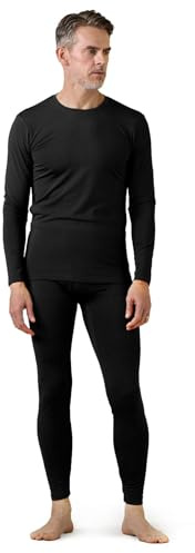 LAPASA Men's Fleece Lined Thermal Underwear Set, Light/Mid/Heavyweight Warm Long Sleeve Long Johns Top and Bottom, Base Layer Set M11/M57/M24