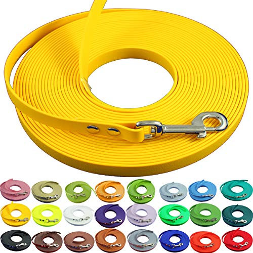 bio-leine leichte 9mm Biothane Schleppleine ohne Handschlaufe - 3 bis 25m I für kleine Hunde, 7,5m in Gelb I schmutzabweisende & Wasserabweisende Hundeleine Leine