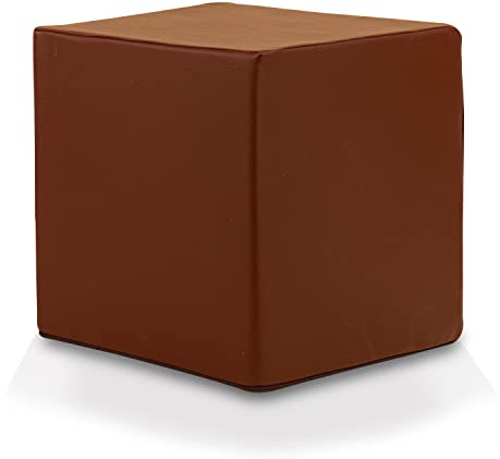 Ecopuf Cube - Sitzhocker Hocker Kunstleder Lederimitat Sitzbox Quader Würfel Pouf Ottomane Fußbank für's Wohnzimmer Wohneinrichtung 40x40x40 cm Faber Dunkelbraun E13