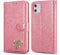QLTYPRI Case for iPhone 11 Pro, Glitter PU Leather TPU Bumper Card Holder [Wrist Strap] Wallet Case with Cute Inlaid Loving Heart Diamond Flip Cover for iPhone 11 Pro (5.8 inch) - Pink