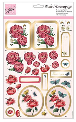 Anita's A4 Rose Blooms Decoupage Sheet, Accessories Supplies For Craft, Paper Craft, Scrapbooking, Card Making, Origami, Ideal for Adult Craft, Adds Textured Pattern To Craft Projects