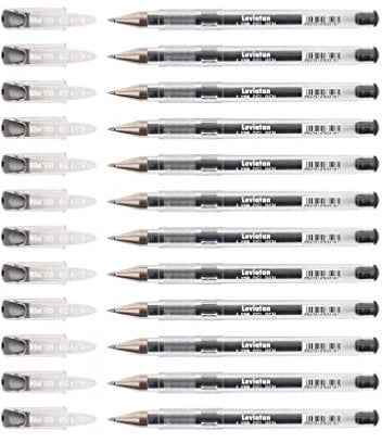Leviatan L-138 12 Stück | Gel Schreiber mit Uniball | Vielseitig Tintenroller | Kugelschreiber | Ink Roller Ball | Schwarz