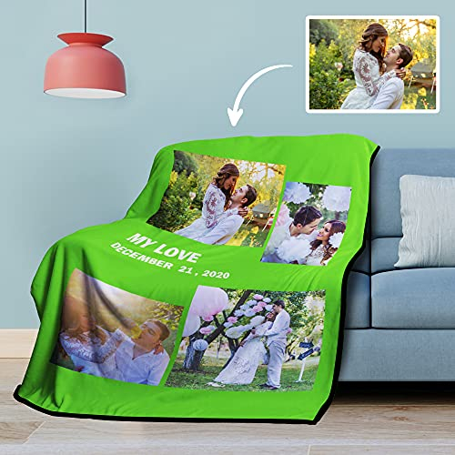 VEELU Fotodecke mit Eigenem Foto Name Super Weich - Decke Selbst Gestalten Bedrucken Lassen Kuscheldecke Personalisierte Geschenk für Freunde Familie Geburtstag Weihnachten 152 x 203cm