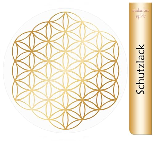 Blume des Lebens Aufkleber - ohne Außenkreise - 3cm mit Schutzlack - Folie transparent (100, Gold)
