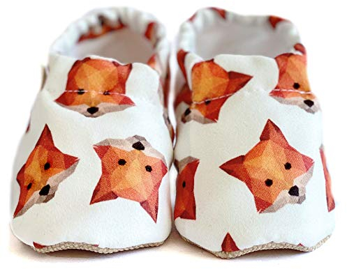 Baumwolle Baby Hausschuhe Mokassins Schuhe Unisex Neugeborene Geschenk Baby Mädchen Junge Kleinkind Lauflernschuhe rutschfeste Weiche Sohle 0-36 Monate, fuchs, 12-18 Monate