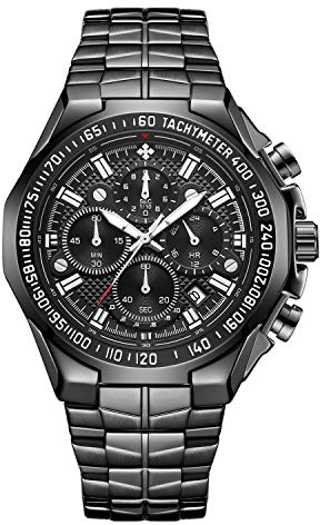 rorios Mode Herren Uhren Geschäft Analog Quarz Armbanduhren Leuchtend Uhren mit Kalender Edelstahlband Multifunction Männer Armbanduhr