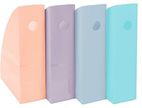 Exacompta 18296SETD 4er Pack Stehsammler Aquarel für DIN A4+ aus Kunststoff 266 x 82 x 305 mm farbig sortiert ideal für die Ablage Ihre Dokumente Zeitschriftensammler Ringordner Aktenordner