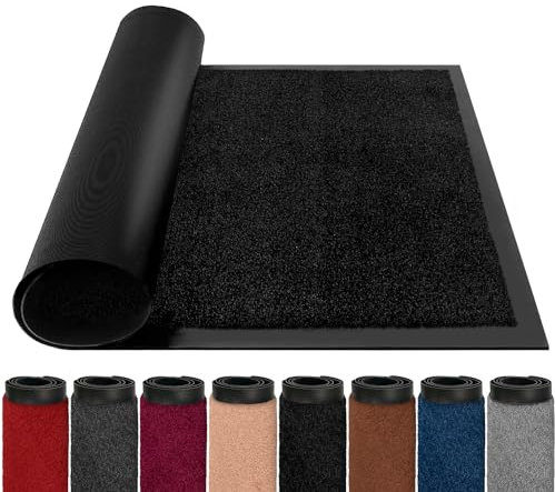 BLADO Door Mats Indoor Outdoor Heavy Duty Dirt Trapper - Non Slip Washable Door Mat with Rubber Backing Super Absorbent Floor Mat for Home, Offices (90cm x 150cm, Black)