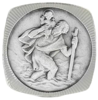 Médaille Magnétique de Saint Christophe Argentée Patron des Voyageurs