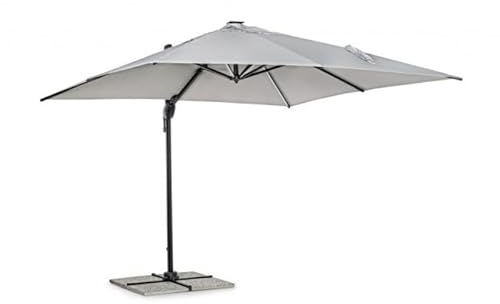 BIZZOTTO Parasol déporté INES carré déporté 3 x 3 m Gris Clair avec LED