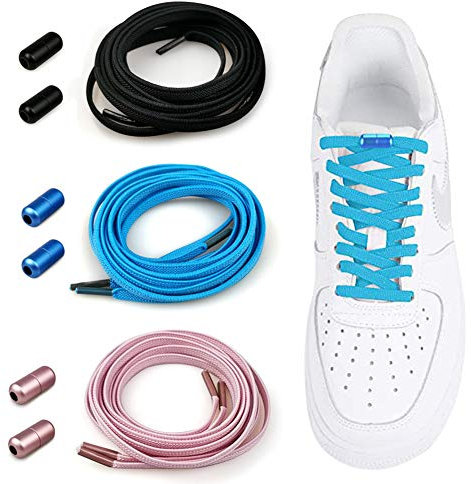 Lacets Élastiques Enfant Adulte en Silicone avec Fermeture en Métal - Sans Liaisons/No Tie Lacets en Silicone - Élastiques Lacets en pour Enfant/Adulte Universel Lacets de Sport Course de Chaussures