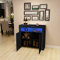 Commode de Eclairage LED Meuble de Rangement avec 4 Compartiments de Stockage + 2 Portes sur Salon, Chambre, 107 x 35 x 97 cm (Couleur de Noir)