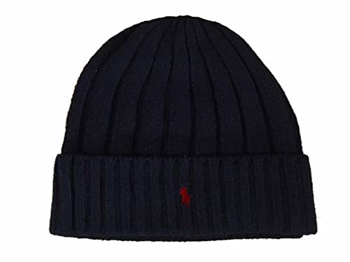 Polo Ralph Lauren Herren Signature Merino Cuffed Beanie, Schwarz/Rot, Einheitsgr��e