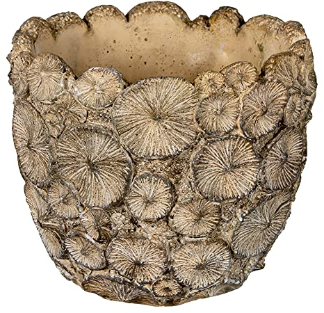 Clayre & Eef 6TE0359L Keramik Blumentopf Übertopf Pflanztopf Gr. L Natur Beige Braun Grau 16 x 15 cm
