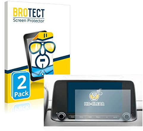 BROTECT Schutzfolie für Hyundai Kona 2021 Infotainment System 8 | 2 Stück Transparenter Displayschutz Made in Germany Klare Displayschutz-Folie Clear Einfache Montage Case-Friendly